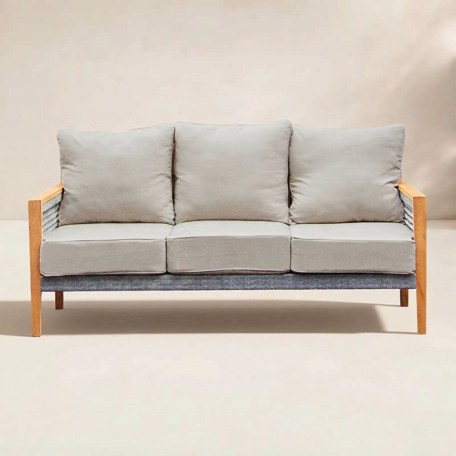 Wallace 76" Teak Patio Sofa, Beige