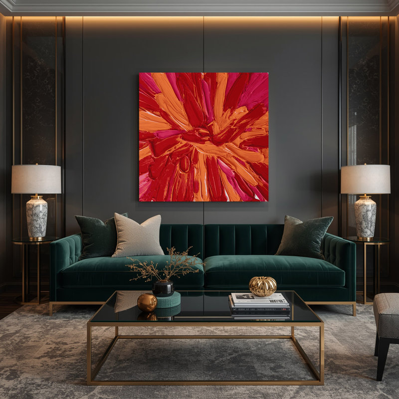 «Neo Expressionism 46», art mural sur toile rouge, H 32 po x l 32 po