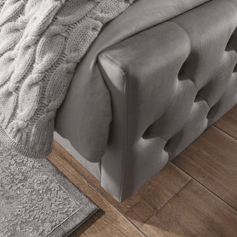 Mikayla Upholstered Bed, Double (4'6), Mist Grey