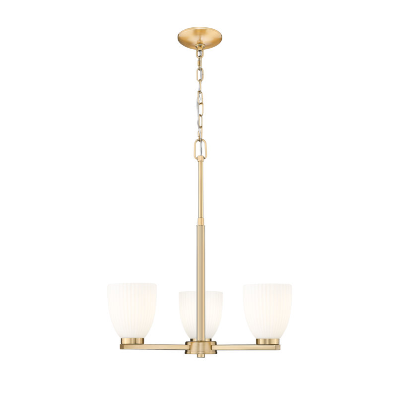 Lustre moderne Mateo, H 21,25 po x l 19,25 po x P 19,25 po, Doré, Trois lumières