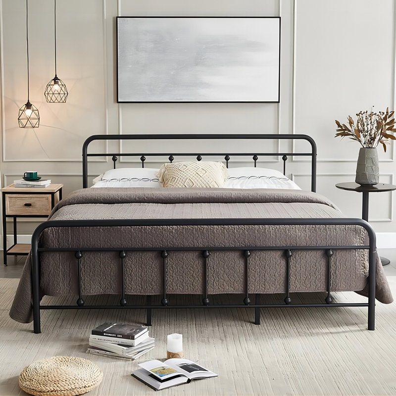 Gauvin Steel Platform Bed Frame, Très grand, Brun