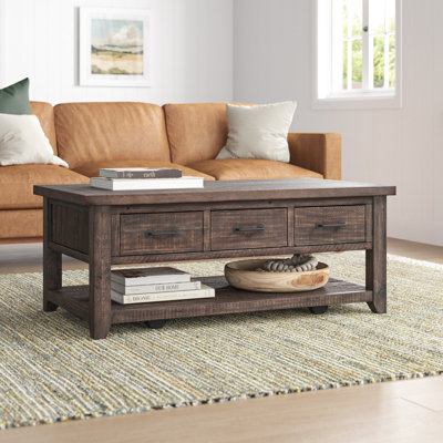 Karley Solid Wood 4 Legs Coffee Table with Storage by Laurel Foundry Modern Farmhouse