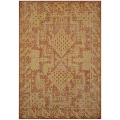 Tapis unique brun clair en laine noué à la main 4 pi 6 po x 6 pi 6 po Lues