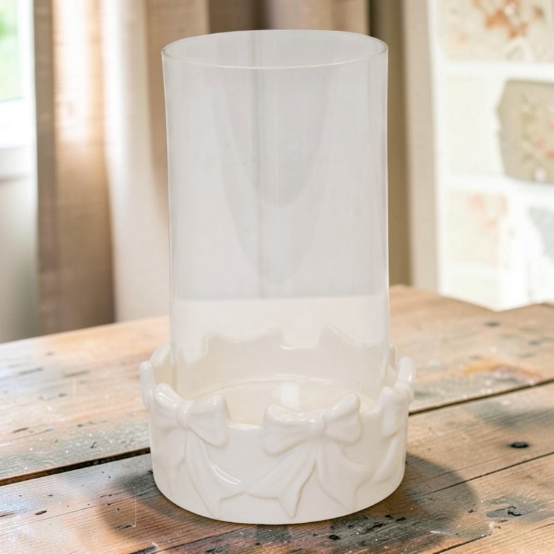 Round Bow Candle Holder with Glass Insert