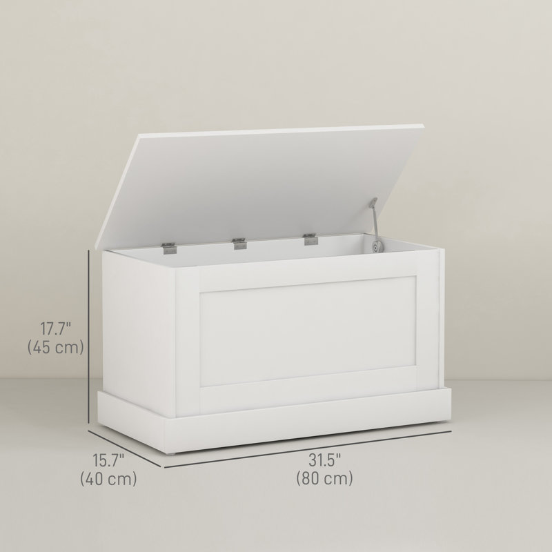 Coffre de rangement moderne, coffre à jouets en bois 31,5 po, Blanc / Blanc