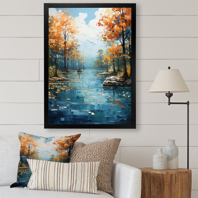 «Grovelle Orange River Sapphire Serenity - Lake», reproduction d'art sur toile, H 20 po x l 12 po x P 1 po, Cadre simple noir