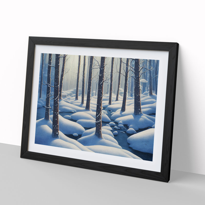 Snowy Winter Forest Vol.6 - Single Picture Frame Print, Black, 46cm H x 64cm W x 2cm D