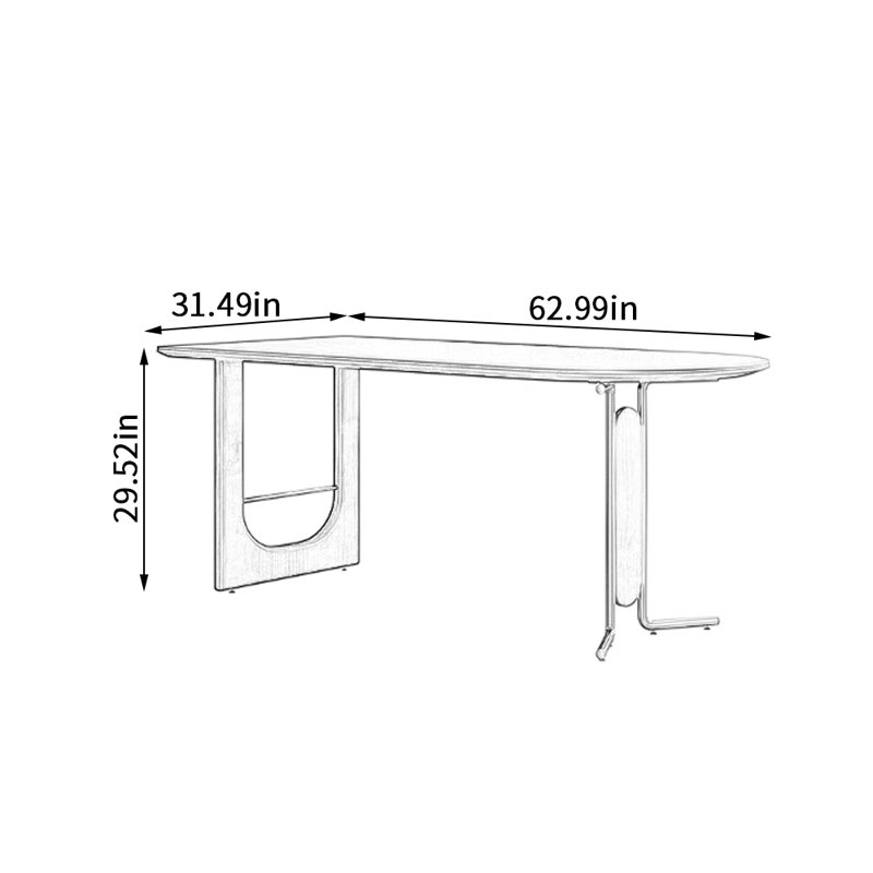 Irregularly shaped creative Rock Slab Dining Table, 29.52"H x 62.99"L x 31.49"W
