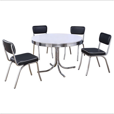 Marla White and Chrome 5-piece Dining Set