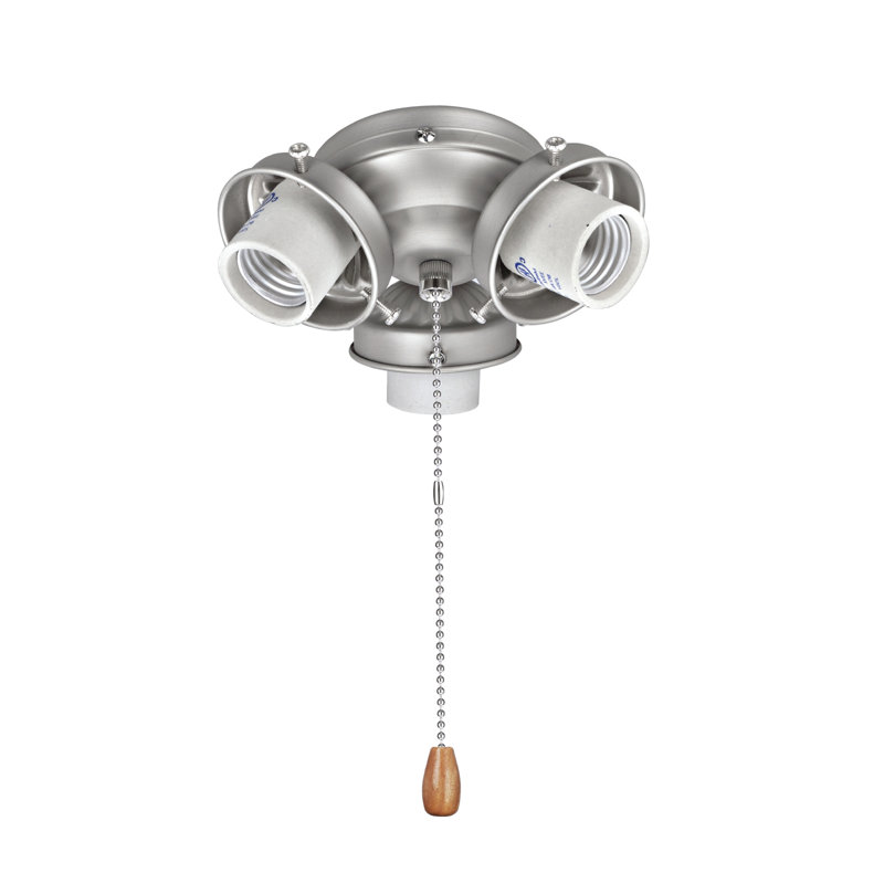 Brushed Nickel 3-Light Ceiling Fan Kit with Frosted Glass Shades