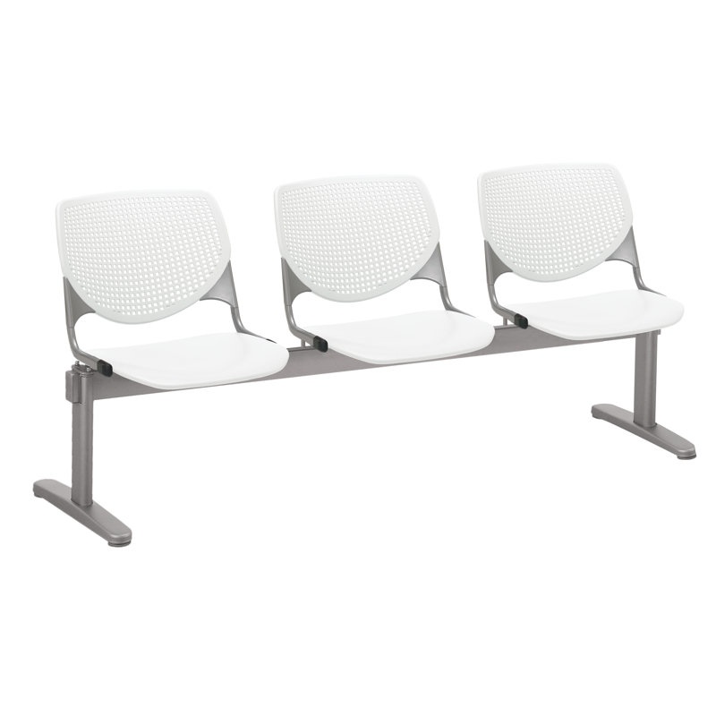 Siège tandem en plastique avec cadre en métal 71 po Kool, Noir, Blanc