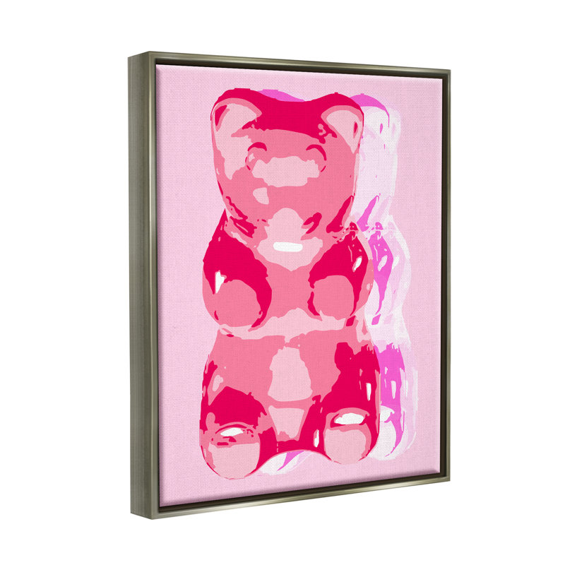 "Modern Gummy Bear" encadré sur bois par Lil 'Rue, impression, H 21 po x l 17 po x P 1,7 po, Cadre flottant gris lustré