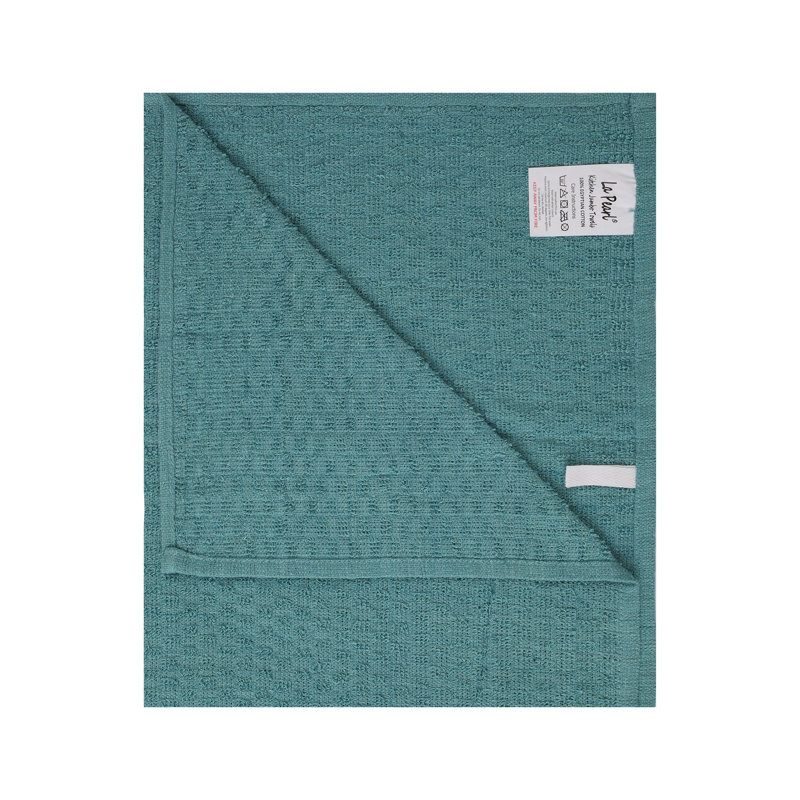 Cotton Stripe Jacquard Tea Towel Kitchen Towel, 4, Teal