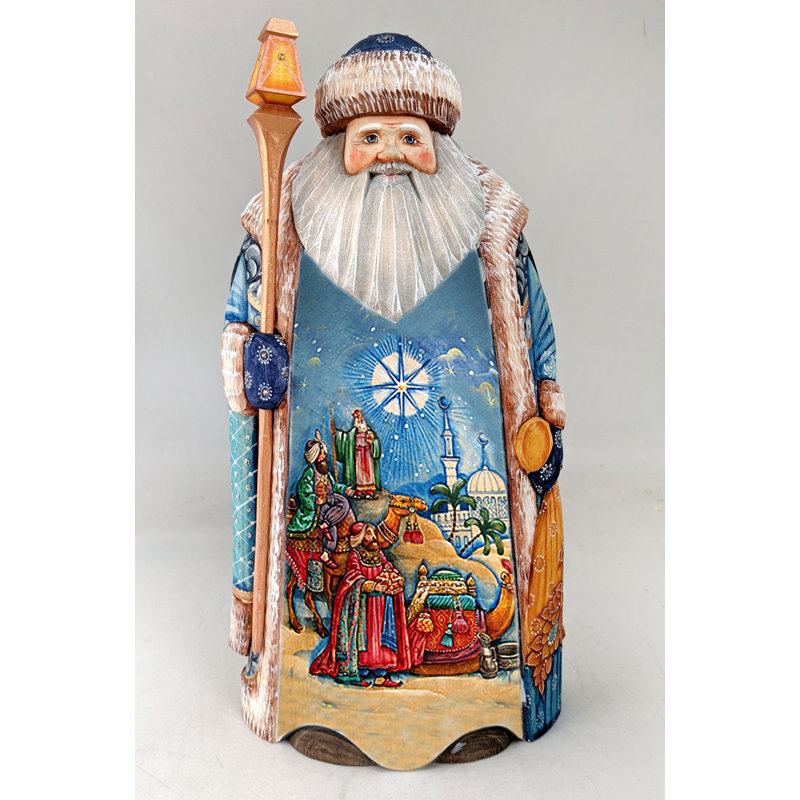 Figurine de chef-d'œuvre sculptée en bois «Le voyage des trois rois»