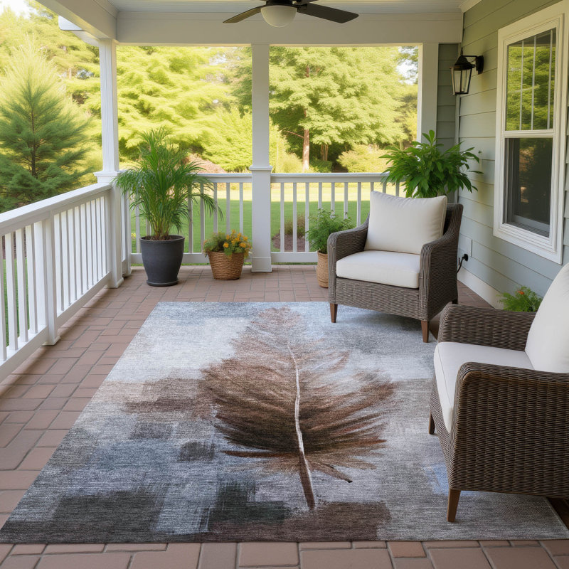 Machine Washable Indoor/Outdoor Chantille ACN2745 Botanical Rug, 8' x 10', Chocolate