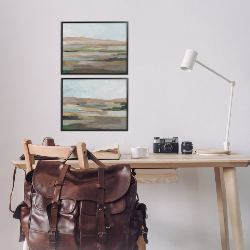 «Neutral Abstract Landscape», ensemble de 2 giclées par Ethan Harper, H 11 po x l 14 po, Giclée encadrée noir minuit