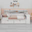 Lit de jour en bois avec tablettes de rangement, deux tiroirs de rangement et bureau d'étude-1048265818