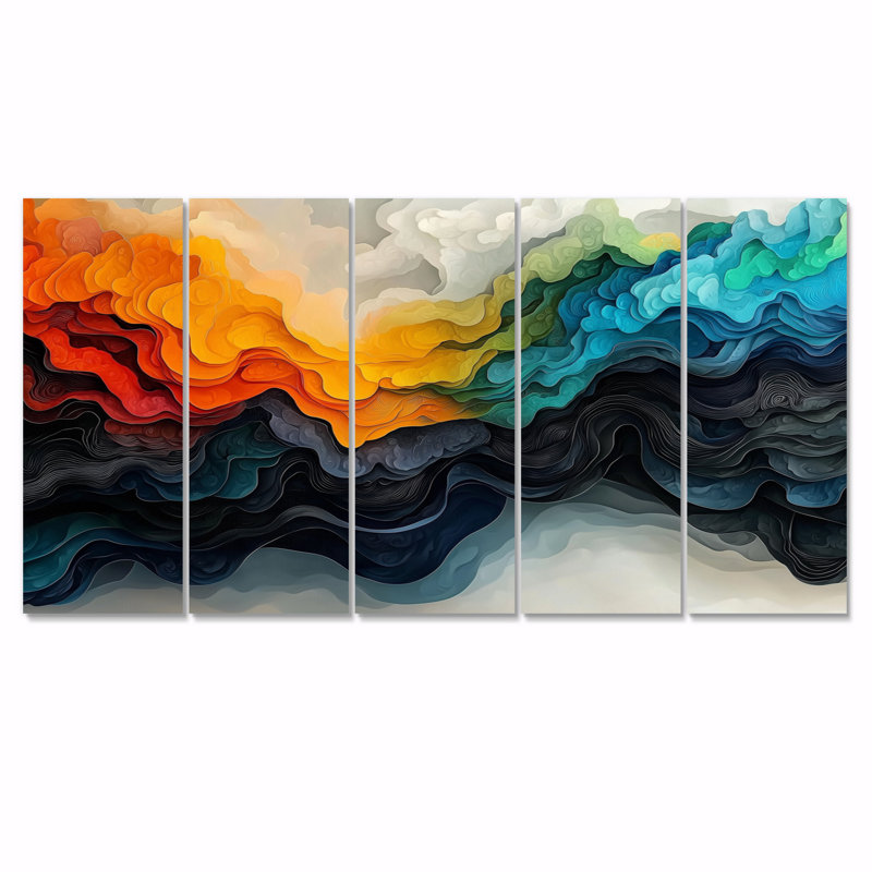 «Minimalist Ethereal Abstract t Marble Ocean III» - art mural éthéré - art mural moderne sur toile, H 28 po x l 60 po, 5