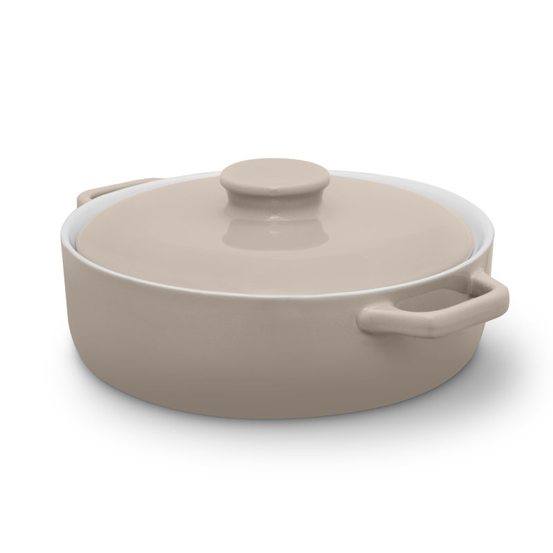 Barbary & Oak Nattura Round Stoneware Casserole Bakeware, Cashmere