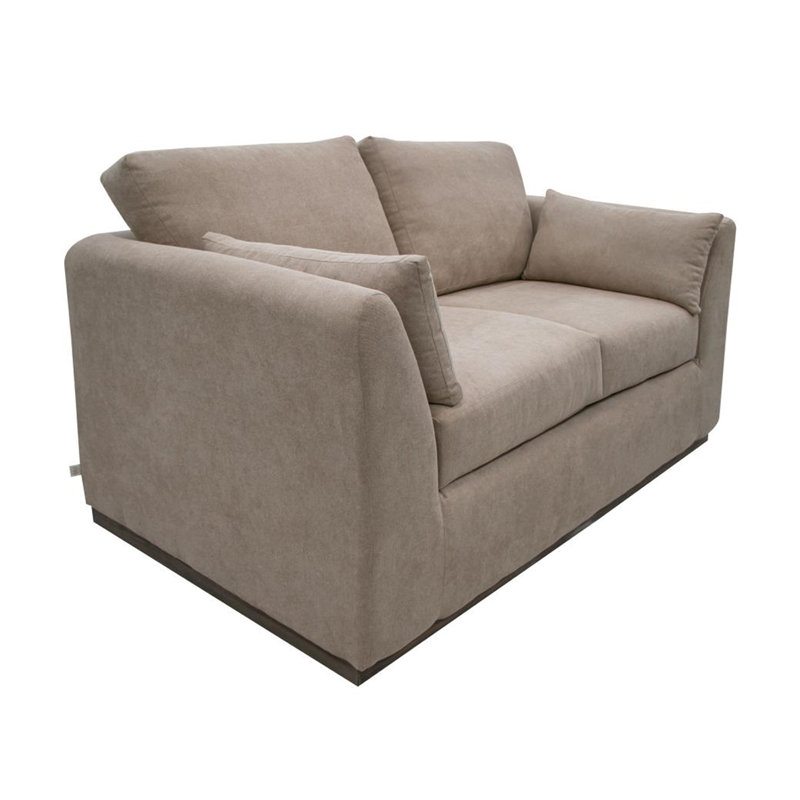 Structure et base en bois Romul, canapé, Polyester brun pâle, H 36,5 po x l 90 po x P 38,5 po