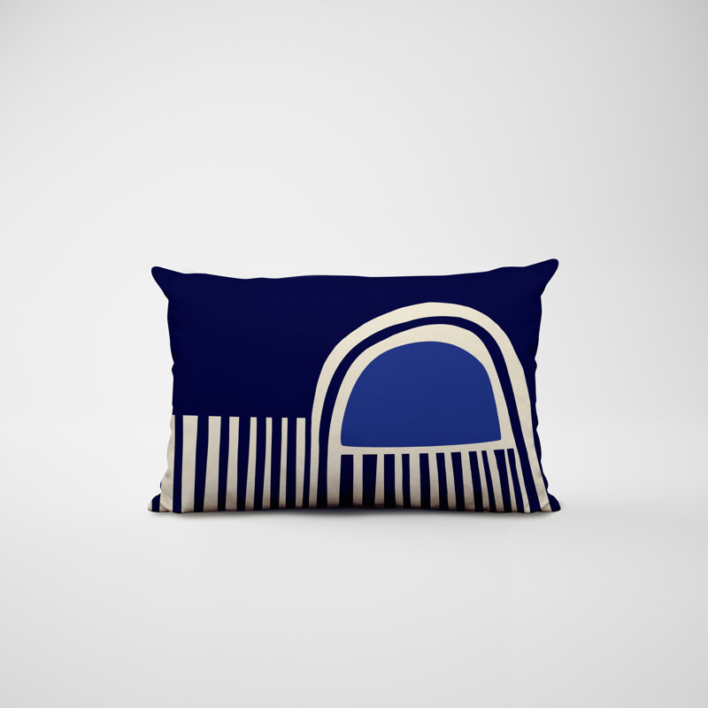 Polyester / Mélange de polyester Housse de coussin rectangulaire intérieure / extérieure lombaire et insert, Bleu marine