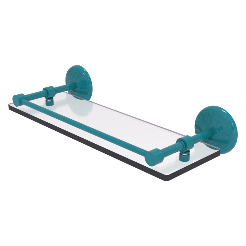 Tablette en verre trempé Yae Carlo, Bleu sarcelle Glokzin, H 3 po x l 16 po x P 5 po