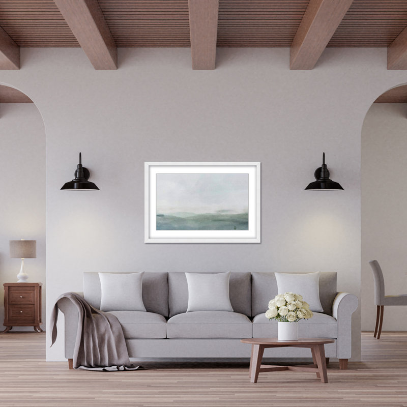 Coastal Retreat Cerulean Serenity, 24" H x 30" W x 1.125" D, Framed Matted Print, White