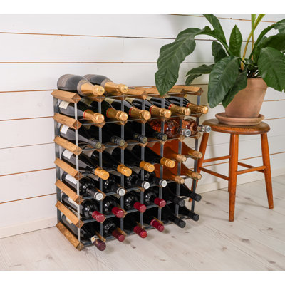Bohun 42 Bottle Solid Wood Standard Wine Bottle Rack Brown