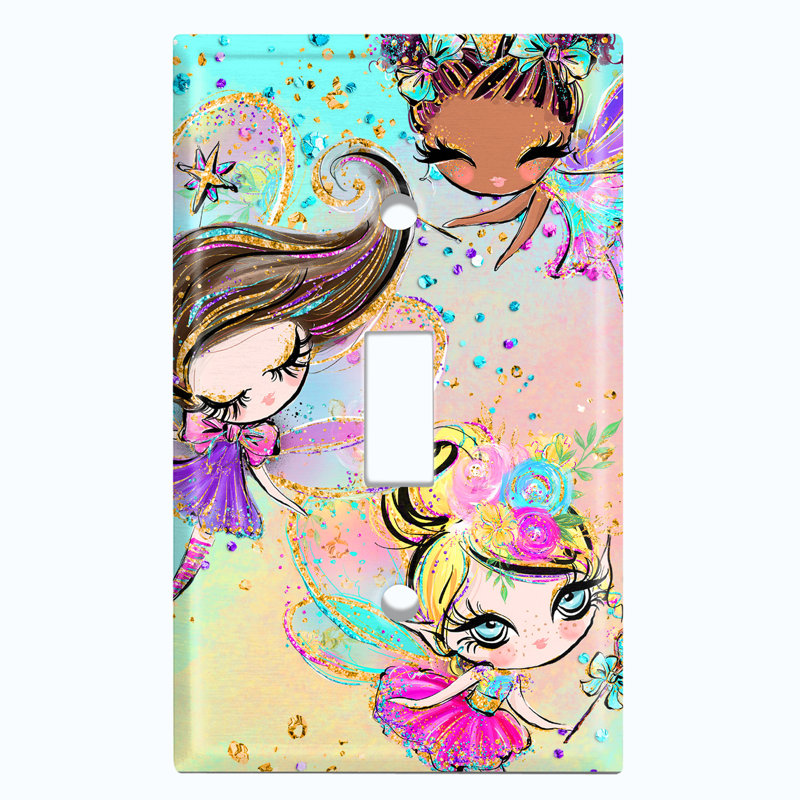 Three Fairy Princesses Teal Pink People 1 - Gang Toggle Light Switch Standard Wall Plate