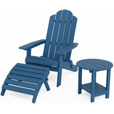 Outdoor Adirondack Chair With Ottoman And Table