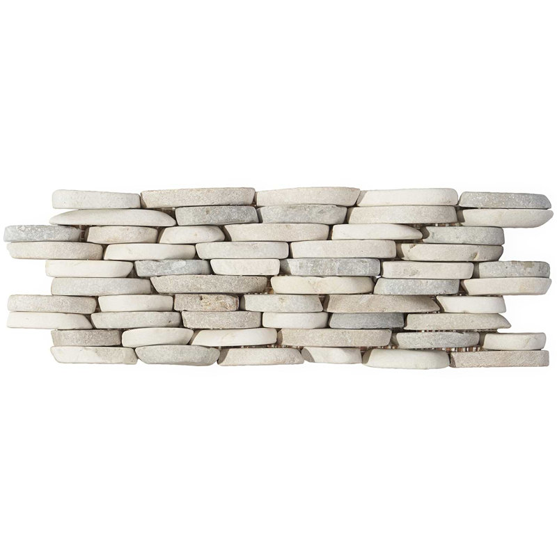 Nature Stacked Pram Gray Pebble Mosaic Tile, Lombok Blend