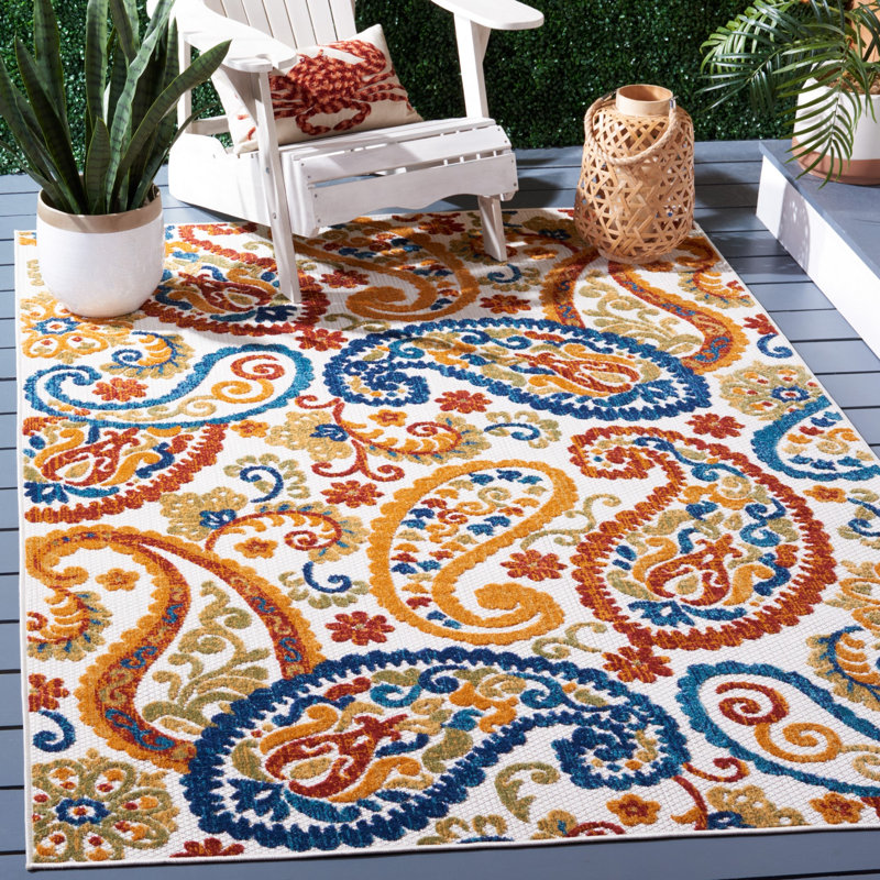 Schneck Performance Paisley Indoor/Outdoor Area Rug, Rectangle 5'3" x 7'6"