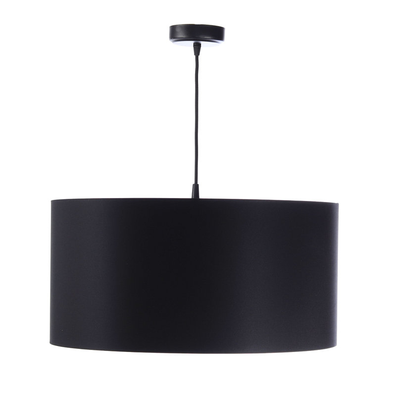 1 - Light White/Grey Drum Pendant, 107cm H x 60cm W x 60cm D, Black/Silver, Black