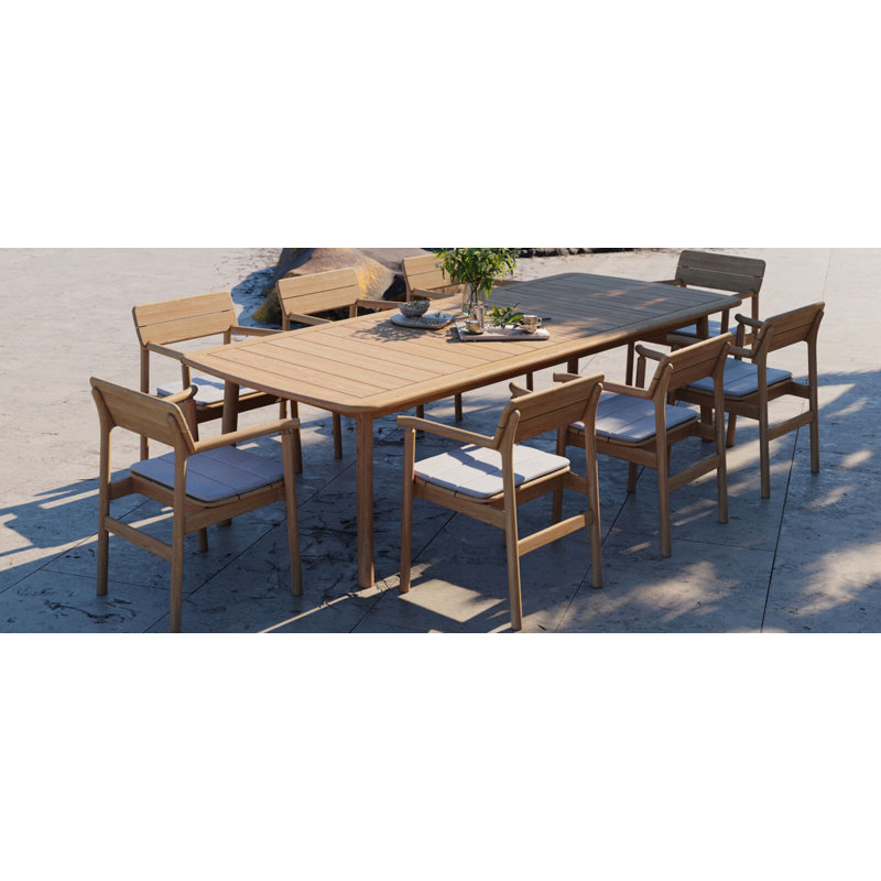 Tanso Outdoor Teak Dining Table, 28.74" H x 43.31" W x 106.30" L