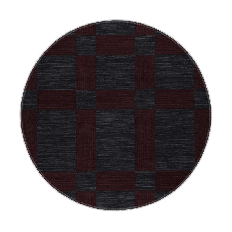 Tapis d'intérieur et d'extérieur à carreaux brun, Rond 5 pi