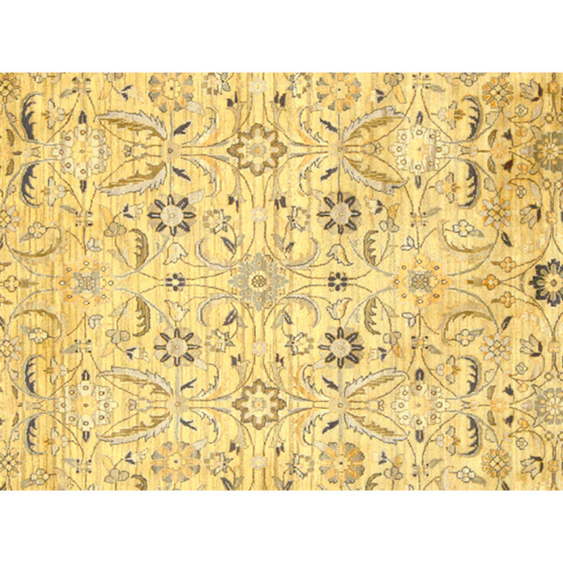 Hand Knotted Wool Oriental Area Rug in Gold And Black