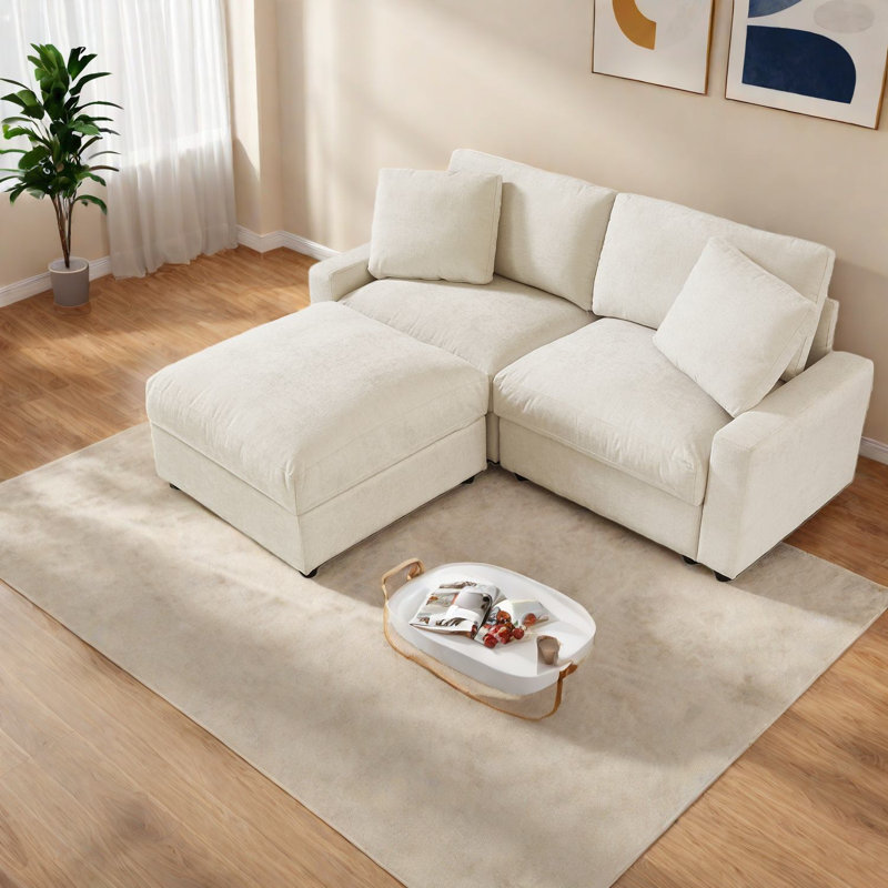 Modern Sectionals With Storage, Polyester L-shaped Sofa For Compact Spaces