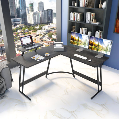 Vanesa 51.18'' L Shaped Corner Computer Desk Home Office Desk with Monitor Stand