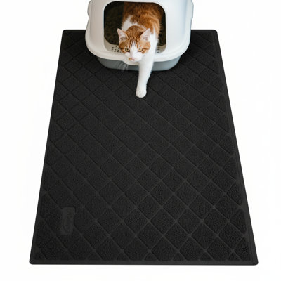 Tapis pour litière pour chat - Nylon texturé, facile à nettoyer, durable, doux pour les pattes et réduisant le gaspillage | Pour les chats d'intérieur et les chatons