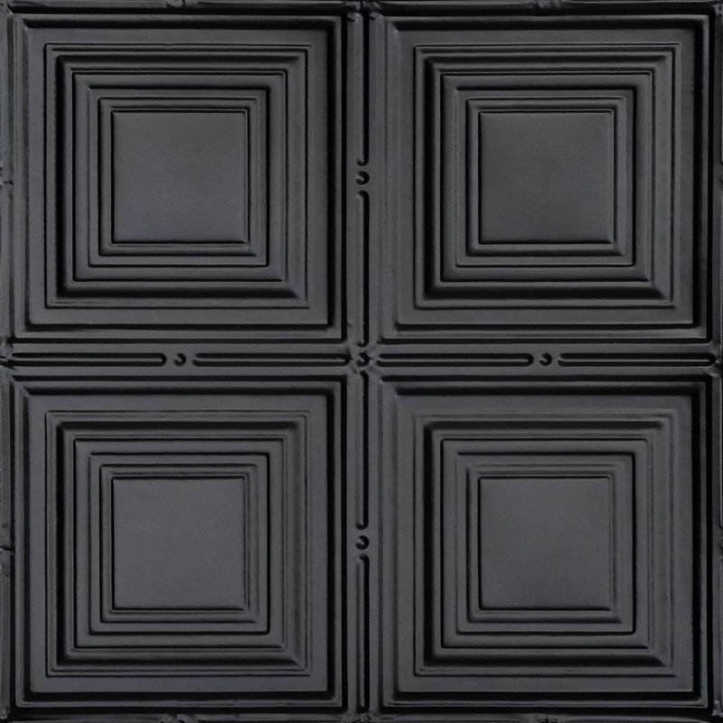 Carreau de plafond en fer-blanc clouté 2 pi x 2 pi Cubism, Noir
