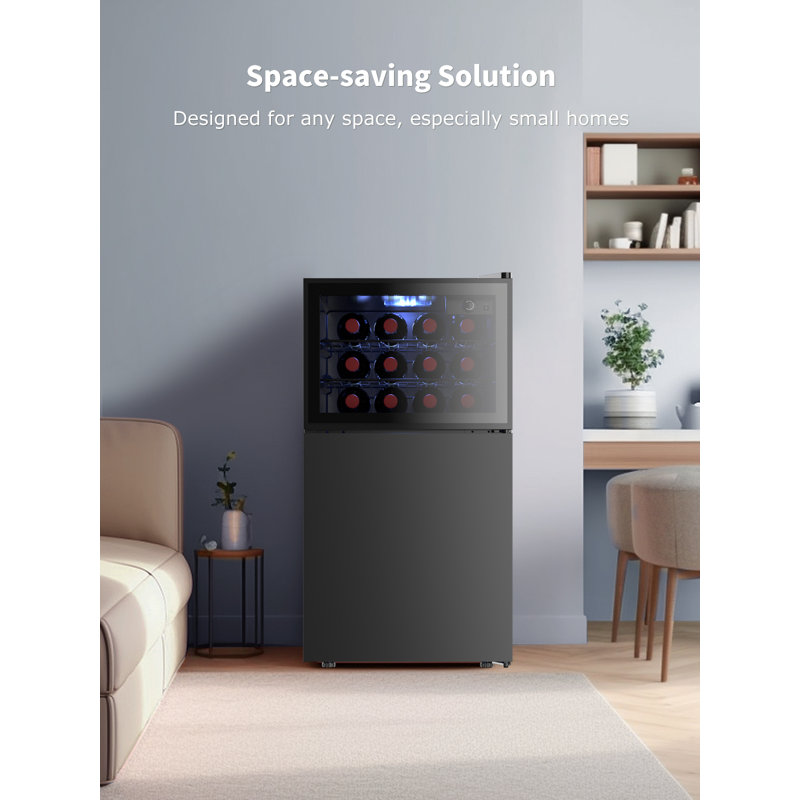 Northair Black Dual Zone Wine Cooler and Freezer with Glass Door