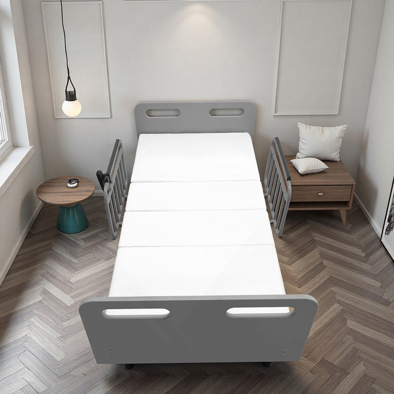 Lit d'hôpital électrique réglable pour une utilisation à domicile avec télécommande câblée, matelas pliant en mousse à mémoire de forme et rails latéraux de sécurité, soutien à domicile