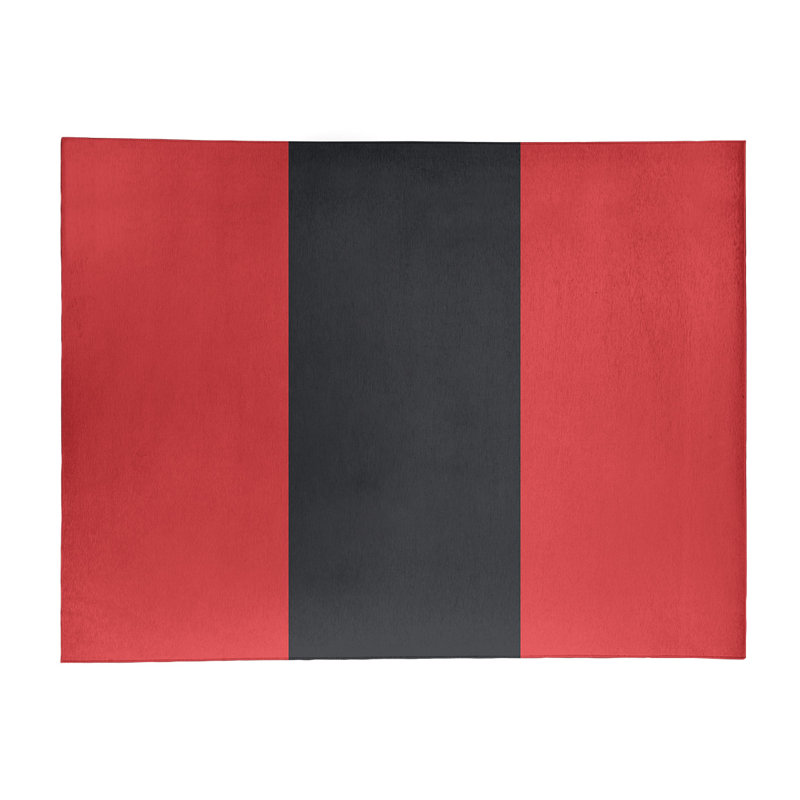 Tapis à rayures rouge/charbon à rayures, Rectangle 8 pi x 10 pi