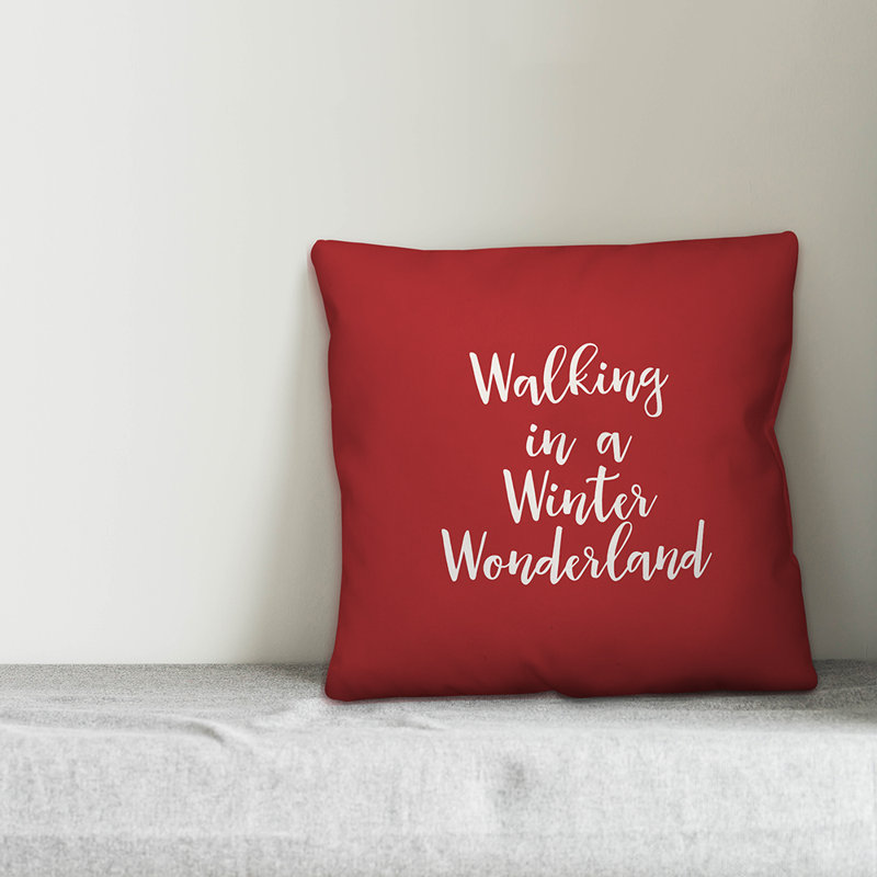  Coussin Walking in a Winter Wonderland, Rouge, Coussin décoratif