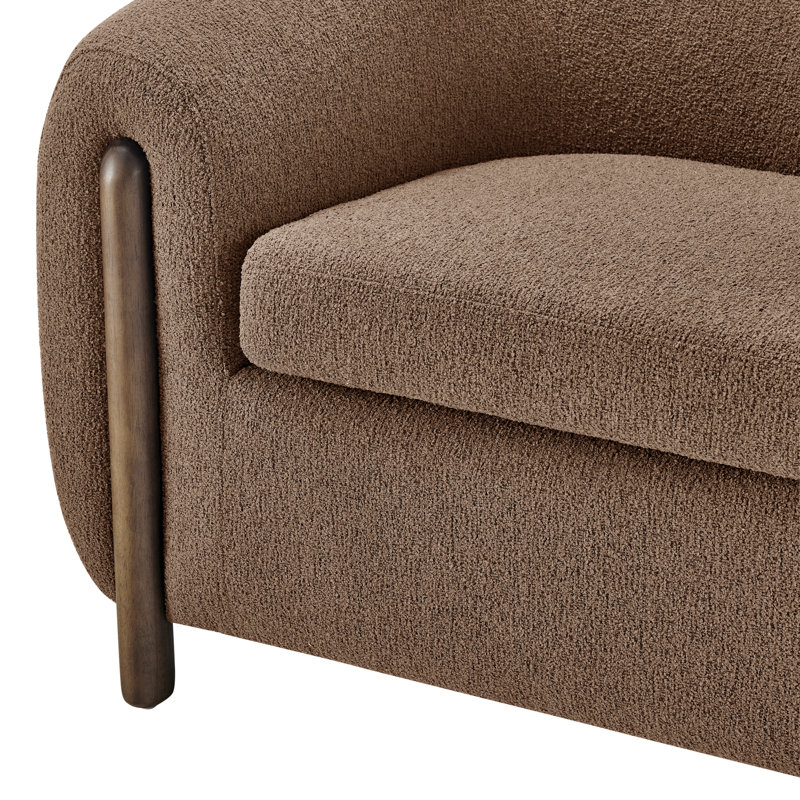 Leamon Fire-Resistant Upholstered Barrel Chair, 28" H x 38.5" W x 33" D, Palladian Brown Fabric