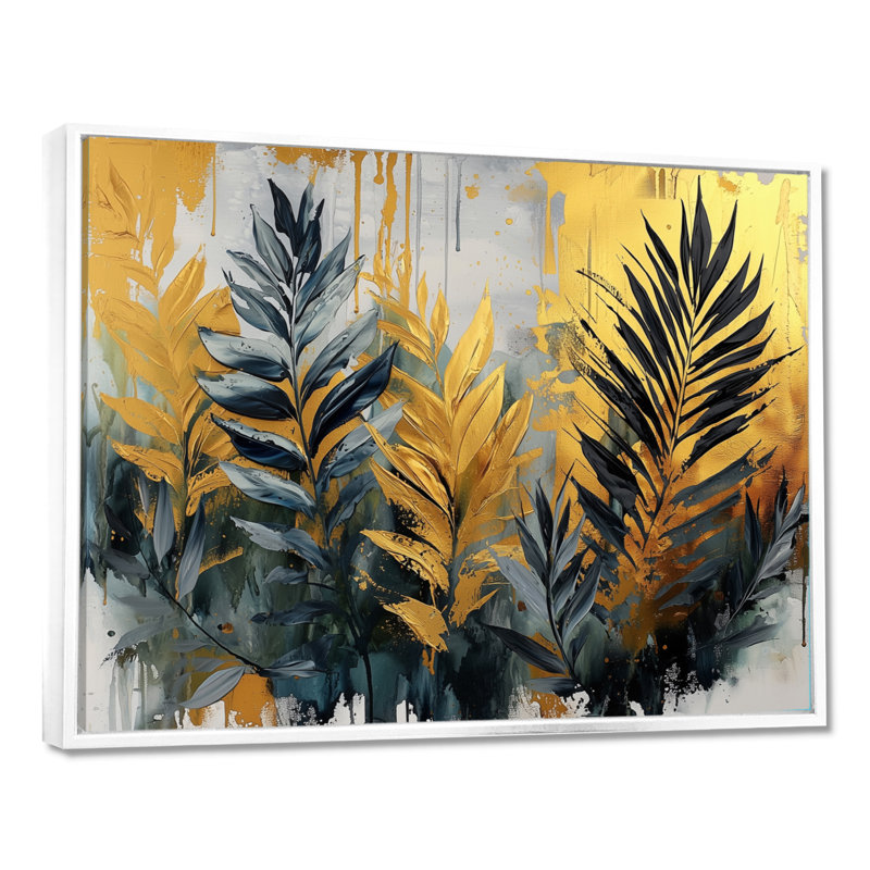 Conoly - Floral Canvas Art Print, H 16 po x l 32 po, Cadre flottant, Blanc