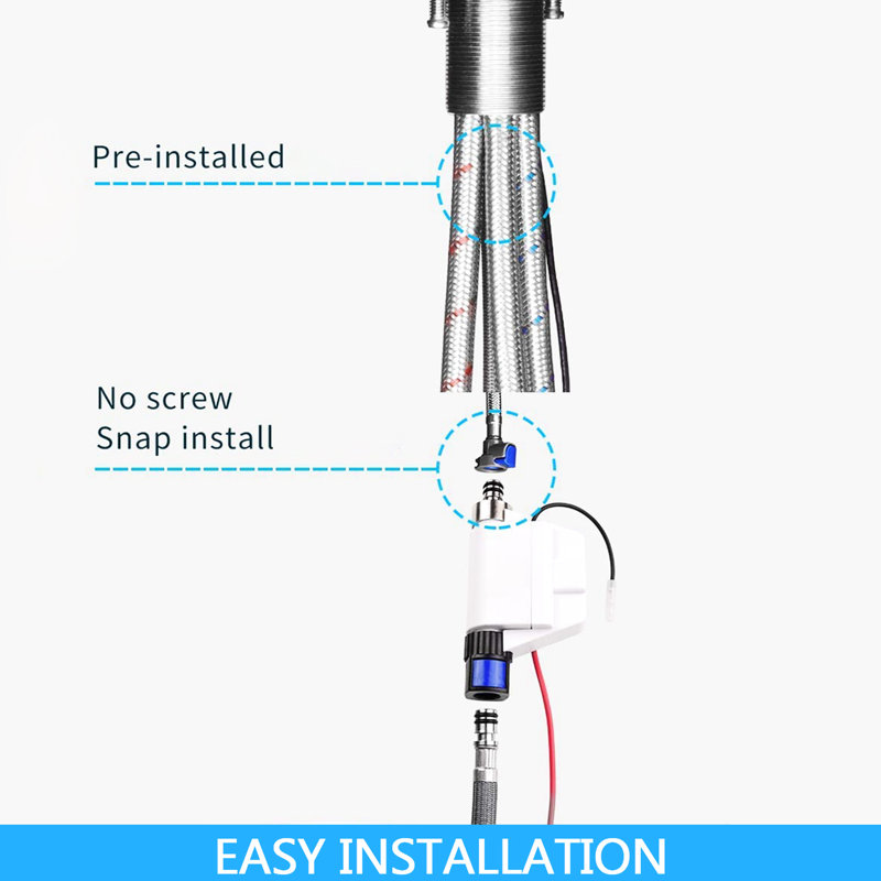 Robinet de cuisine tactile avec abattant - aspect noir mat en acier inoxydable, buse rotative à 360 ° pour corvée de nettoyage de l'évier complet, fonction anti-rouille et anti-rouille, débit de température d'eau simple