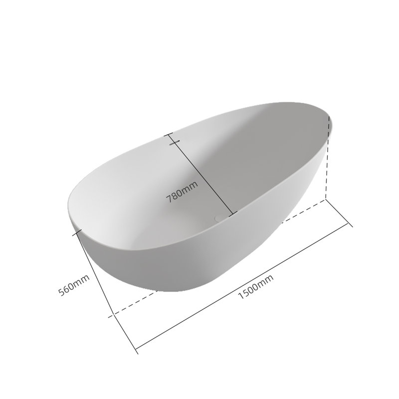 59" Solid Surface Soaking Bathtub