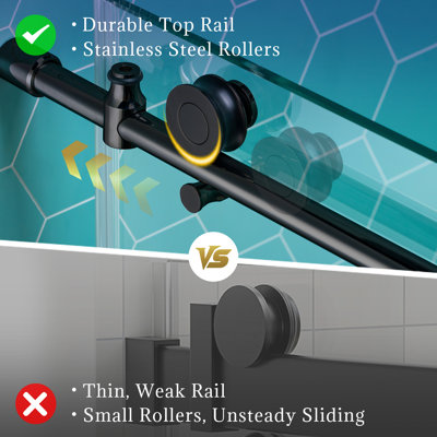 Porte de douche coulissante simple sans cadre l 56 à 60 po x H 80 po | Verre trempé amélioré de 5/16 po (8 mm) | Quincaillerie en acier inoxydable | Sécuritaire, résistant à l'explosion, transparent et élégant, robuste et durable