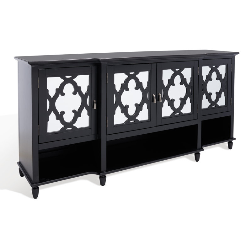 Lecarlo Mirrored Wood Sideboard, Black
